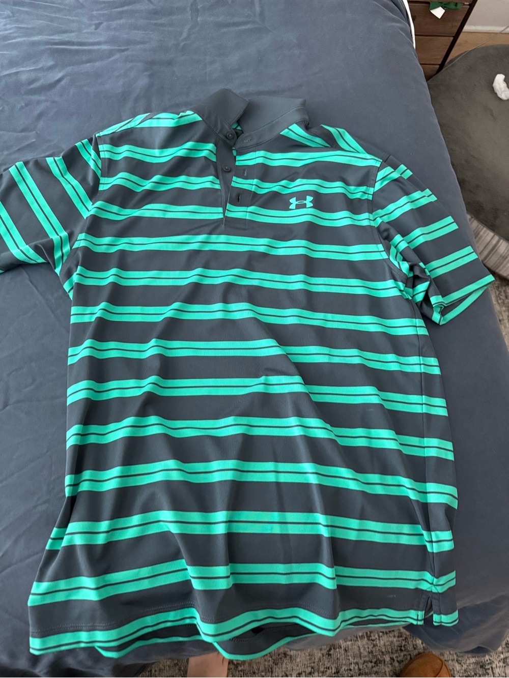 Under Armour Men’s Teal & Black Striped Polo Shirt